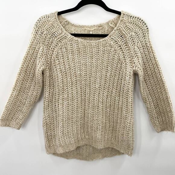 Knitted & Knotted Anthropologie Sweater Knitted and Gold Sequin Detail Womens S - Picture 1 of 6